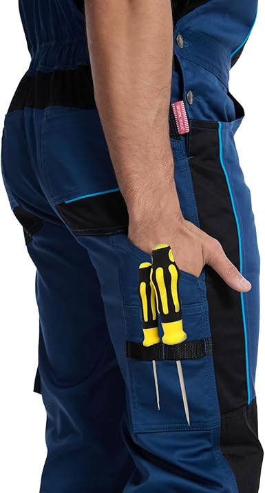 WORK IDEA Mens Stretch Work Dungarees with Multiple Pockets and Tool Pockets