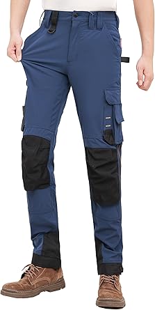 WORK IDEA Men's Slim-Fit Stretch Work Trousers: Corduroy on Critical Fabric Areas, Durable Elegance for the Highest Demands