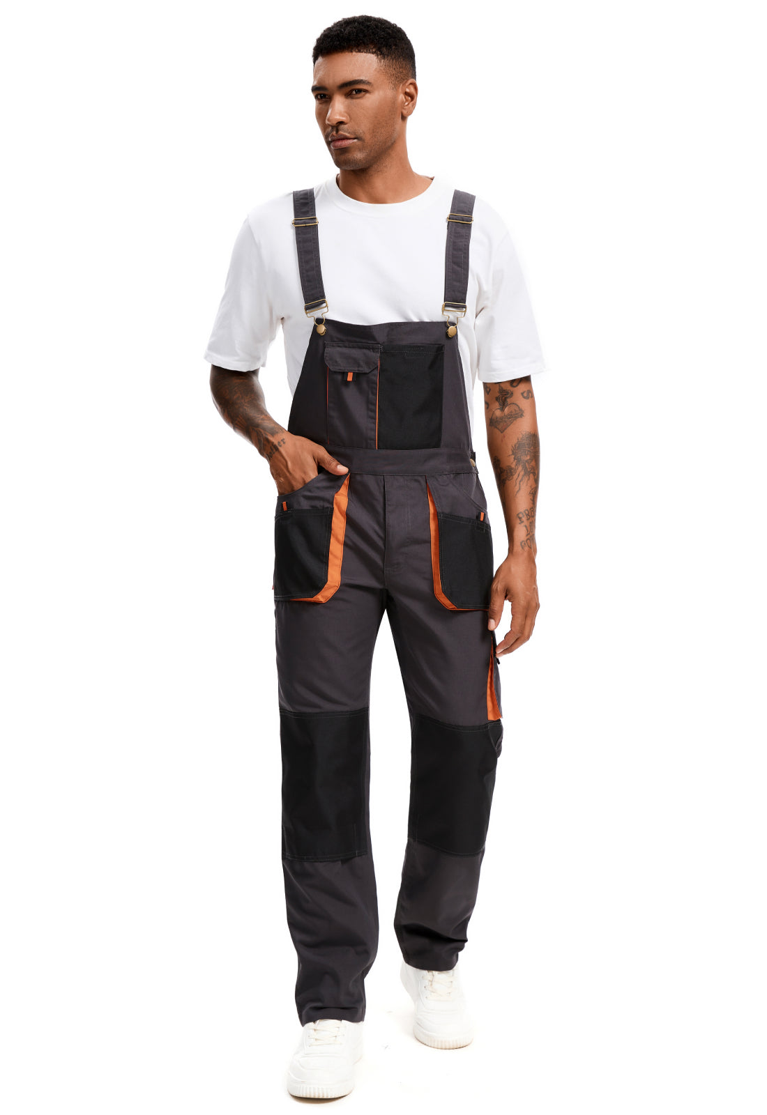 OVERALLS DE TRABAJO PARA HOMBRE WORK IDEA Overalls de Lona Resistente con Bolsillos para Almohadillas de Rodilla