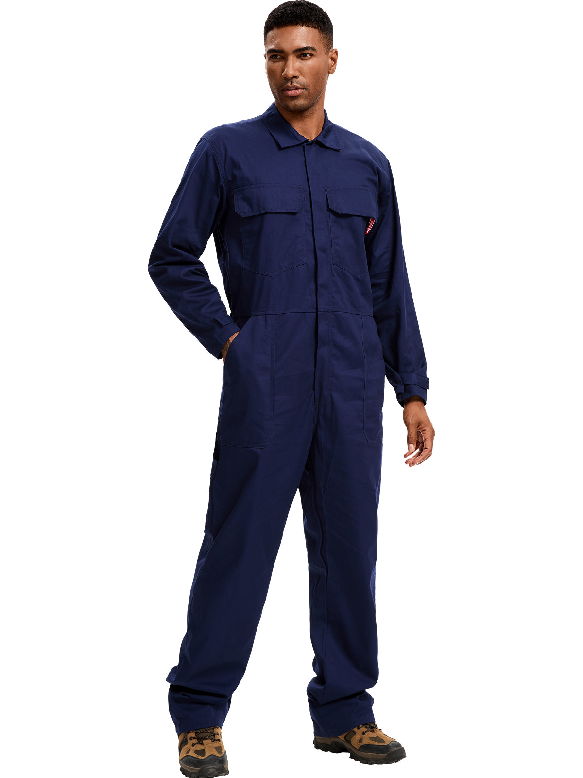 WORK IDEA Ropa de Trabajo para Hombre 100% Algodón. Presenta mangas largas, tejido de sarga duradero, múltiples bolsillos para almacenamiento y es adecuada tanto para situaciones informales como laborales.