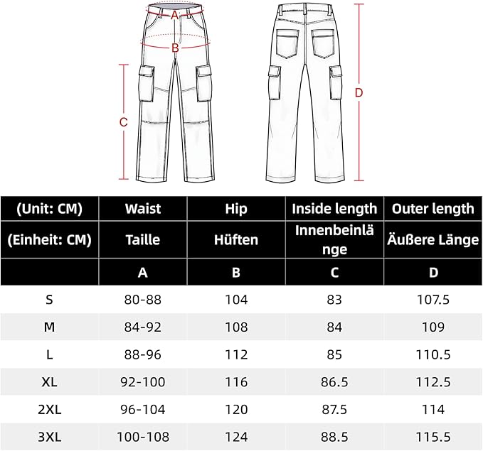 WORK IDEA Men's Hiking Trousers Stretch Slim Fit Waterproof Outdoor Hiking Trousers