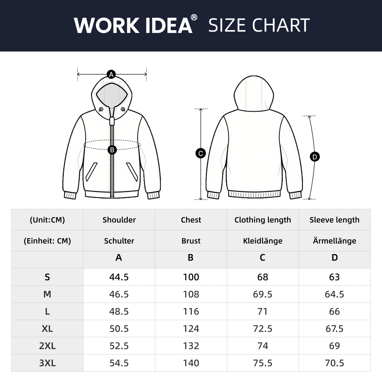 WORK IDEA Men's Fleece Jacket, Warm Soft Outdoor Jacket with Zip, Breathable, Lightweight, Cold Insulating