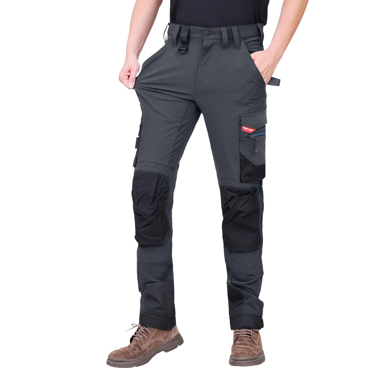 WORK IDEA Men's Slim-Fit Stretch Work Trousers: Corduroy on Critical Fabric Areas, Durable Elegance for the Highest Demands
