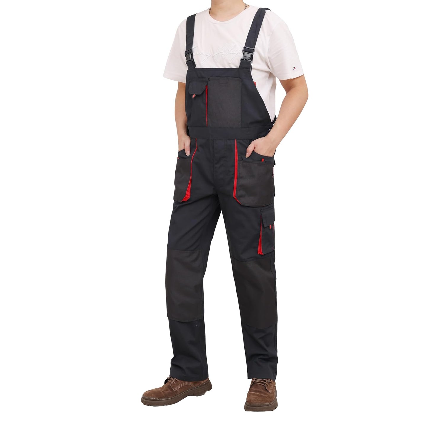 WORK IDEA Mens Work Dungarees Oxford Knee Pockets Durable Canvas