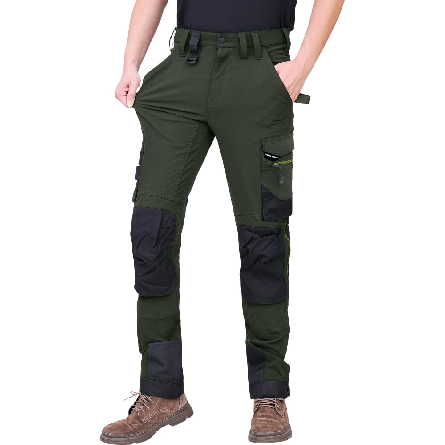 WORK IDEA Men's Slim-Fit Stretch Work Trousers: Corduroy on Critical Fabric Areas, Durable Elegance for the Highest Demands
