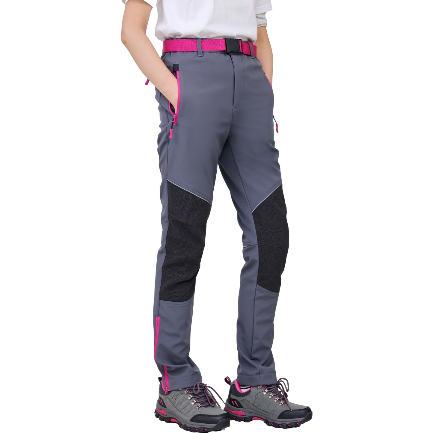 WORK IDEA Women's Outdoor Trousers for Demanding Hikes, Waterproof Material, Elastic Fit, Winter Warmth, Contrast Colour Zippers and More