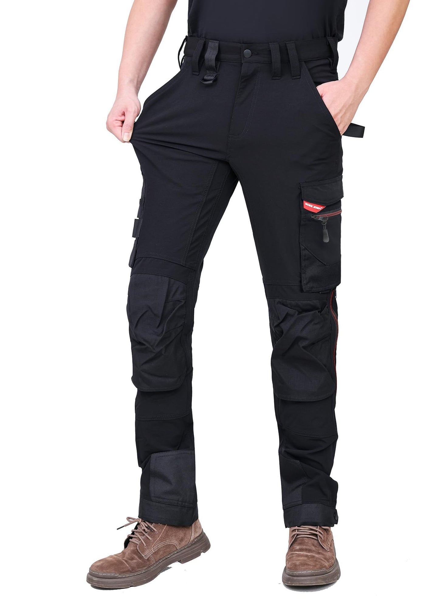 WORK IDEA Men's Slim-Fit Stretch Work Trousers: Corduroy on Critical Fabric Areas, Durable Elegance for the Highest Demands