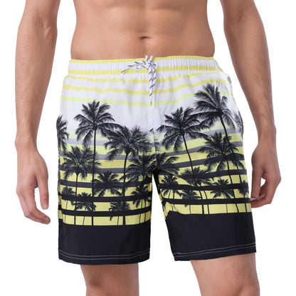 WORK IDEA Men's Quick-Drying Swimming Trunks with Print 100% Polyester - Summer Beach Board Shorts