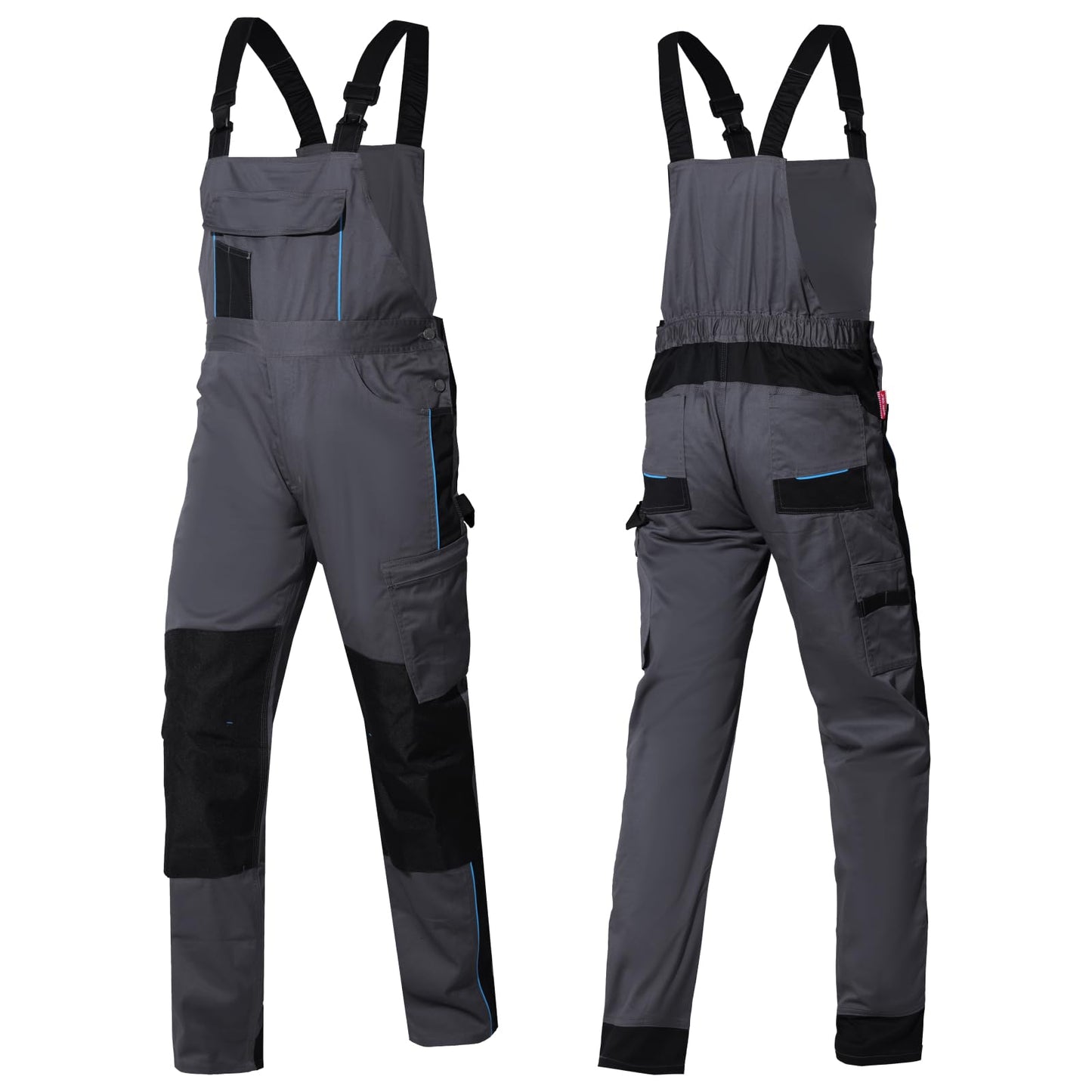 WORK IDEA Mens Stretch Work Dungarees with Multiple Pockets and Tool Pockets