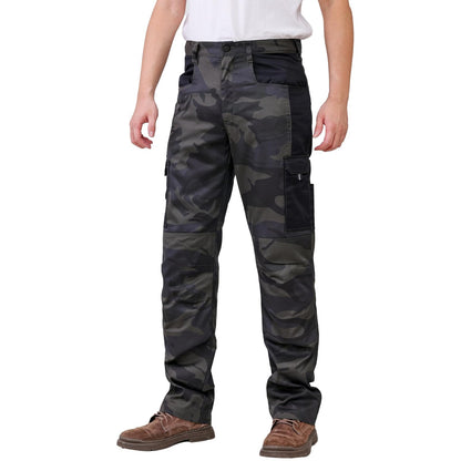 WORK IDEA Mens Work Trousers - Camouflage Trousers Mens Cargo Trousers with Inside Knee Pockets
