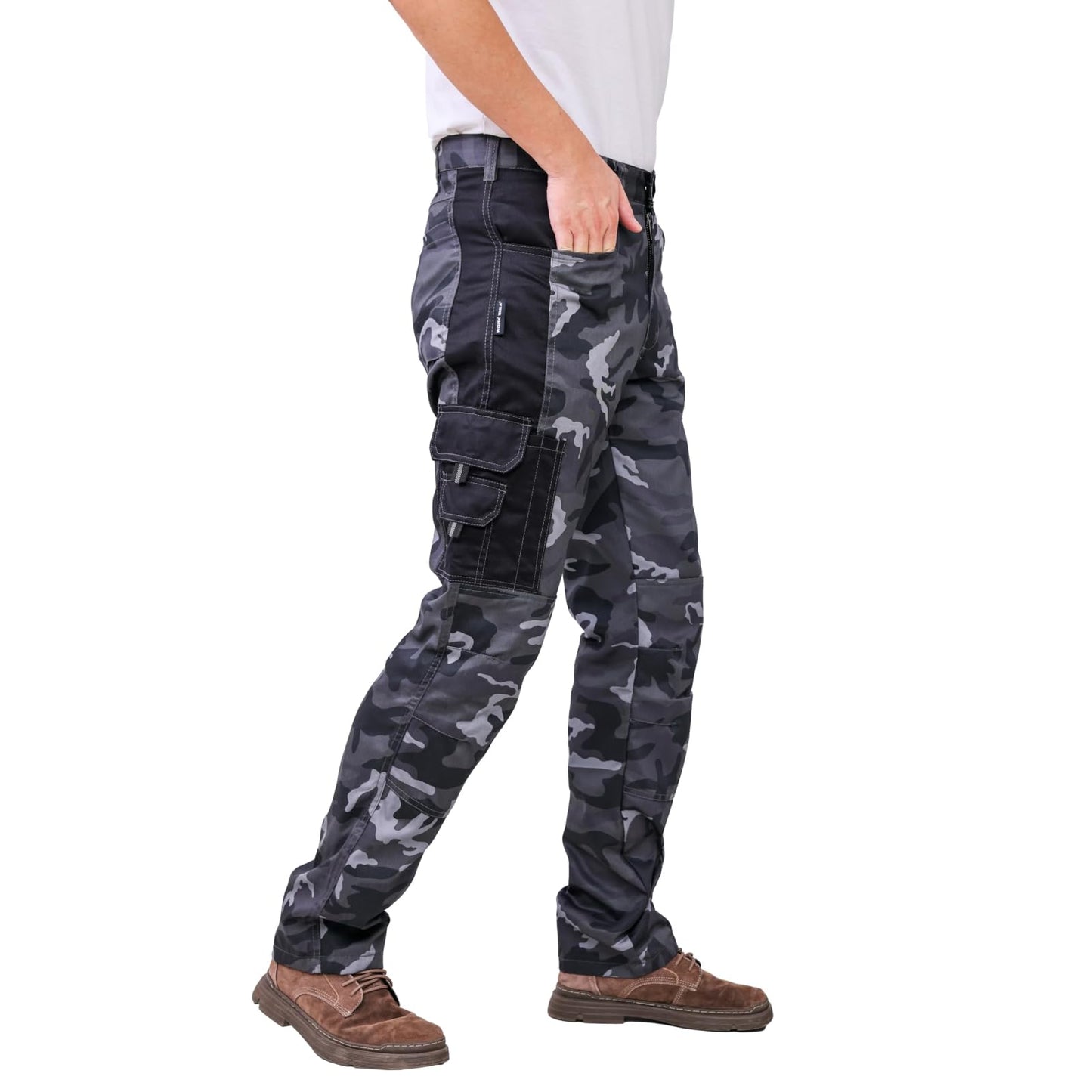 WORK IDEA Mens Work Trousers - Camouflage Trousers Mens Cargo Trousers with Inside Knee Pockets