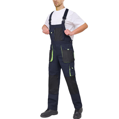 WORK IDEA Mens Work Dungarees Oxford Knee Pockets Durable Canvas