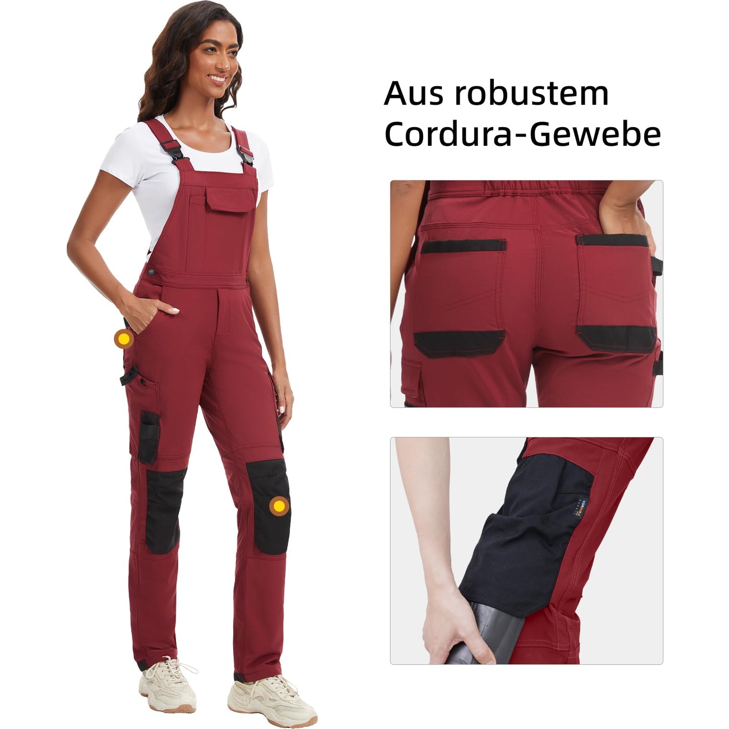 WORK IDEA Damen-Arbeitslatzhose mit guter Dehnbarkeit, vielen Taschen und teilweiser Verwendung von Cordura-Gewebe für erhöhte Abriebfestigkeit, geeignet für Verschiedene Arbeitsumgebungen