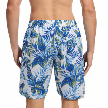 WORK IDEA Men's Quick-Drying Swimming Trunks with Print 100% Polyester - Summer Beach Board Shorts