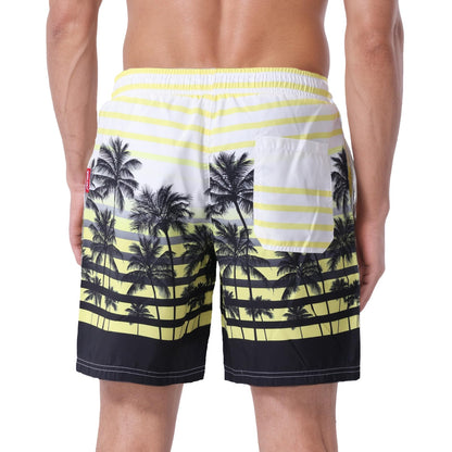 WORK IDEA Men's Quick-Drying Swimming Trunks with Print 100% Polyester - Summer Beach Board Shorts
