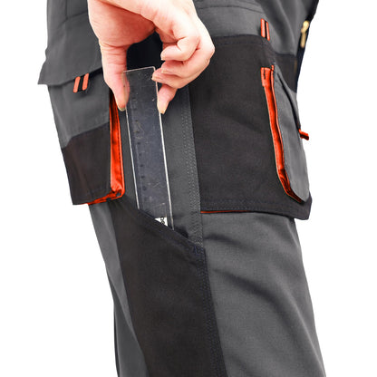WORK IDEA Mens Work Trousers Oxford Knee Pockets Heavy Duty Canvas