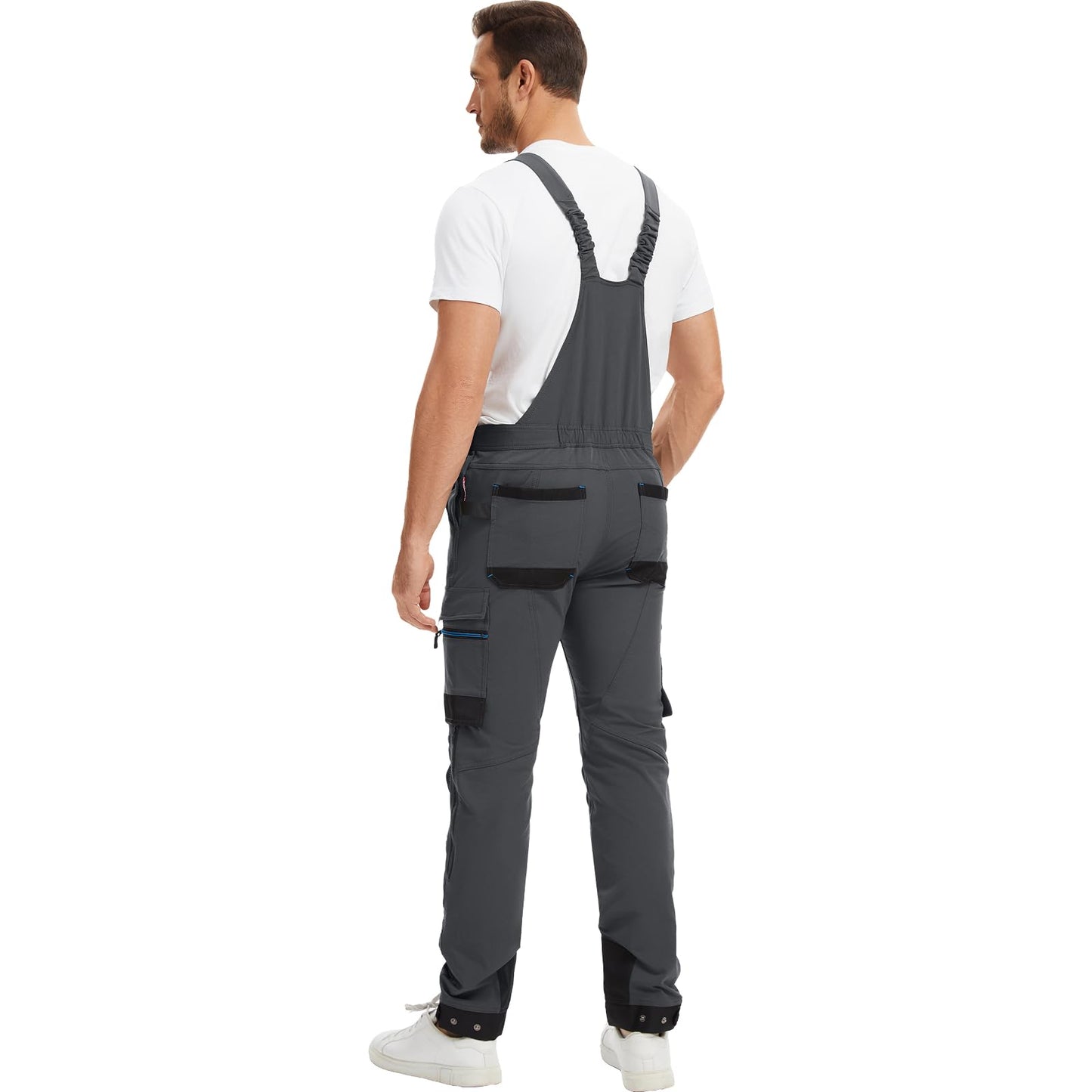 WORK IDEA Mens Work Dungarees with Good Stretch, Many Pockets and Partial Use of Cordura Fabric for Increased Abrasion Resistance, Suitable for Various Work Environments