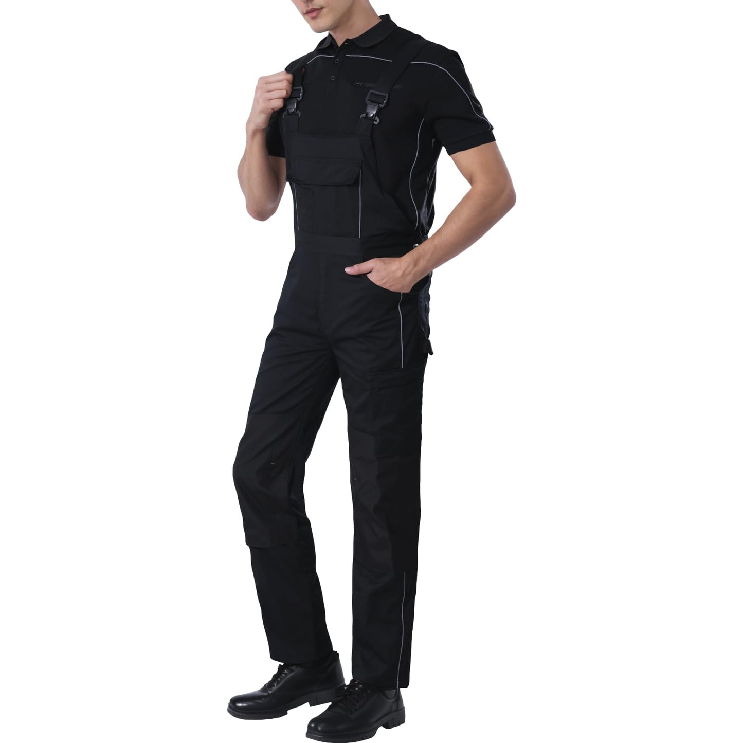 WORK IDEA Mens Stretch Work Dungarees with Multiple Pockets and Tool Pockets