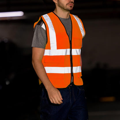 WORK IDEA Reflective Vest Car Reflective Vest with Multiple Pockets Safety Vest