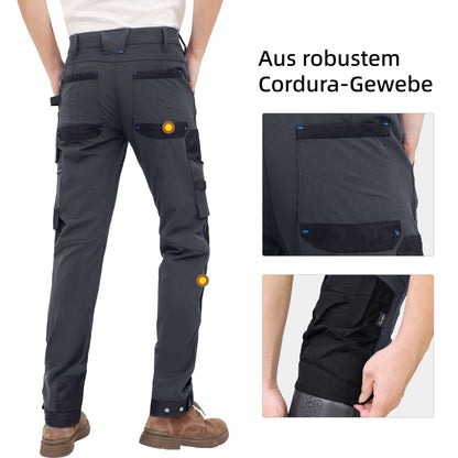 WORK IDEA Men's Slim-Fit Stretch Work Trousers: Corduroy on Critical Fabric Areas, Durable Elegance for the Highest Demands