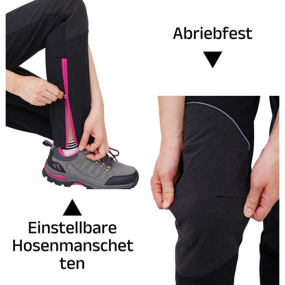 WORK IDEA Women's Outdoor Trousers for Demanding Hikes, Waterproof Material, Elastic Fit, Winter Warmth, Contrast Colour Zippers and More
