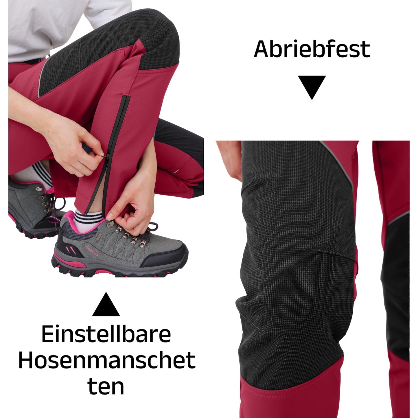 WORK IDEA Women's Outdoor Trousers for Demanding Hikes, Waterproof Material, Elastic Fit, Winter Warmth, Contrast Colour Zippers and More