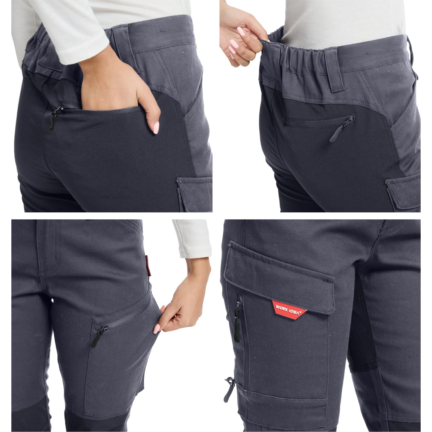 WORK IDEA Women's Hiking Trousers, Stretch Slim Fit, Water Resistant, for Outdoor Activities