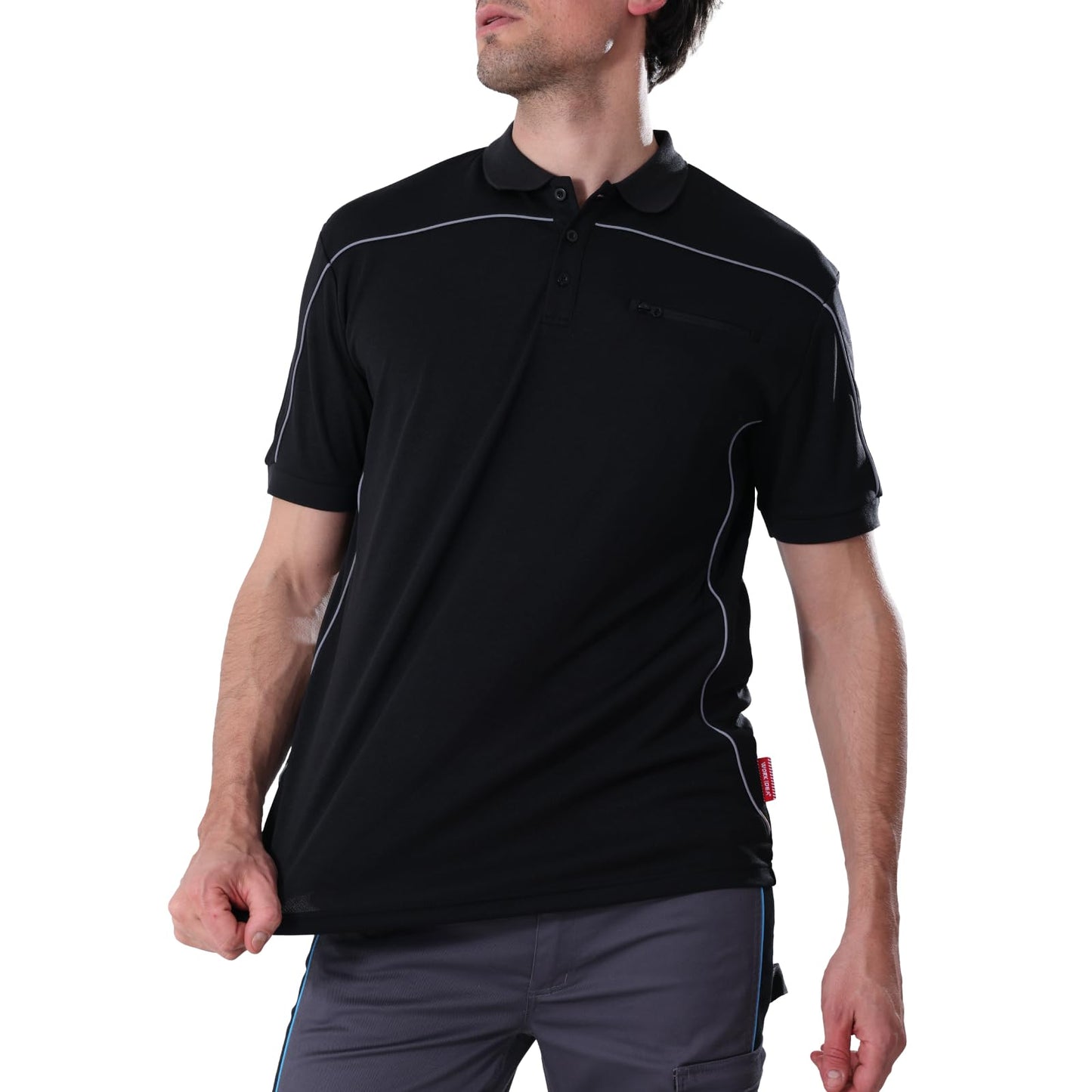 Work Idea Men's Short-Sleeved Polo Shirt with Contrast Colours, Functional Work Shirt for Work, Workshop and Leisure