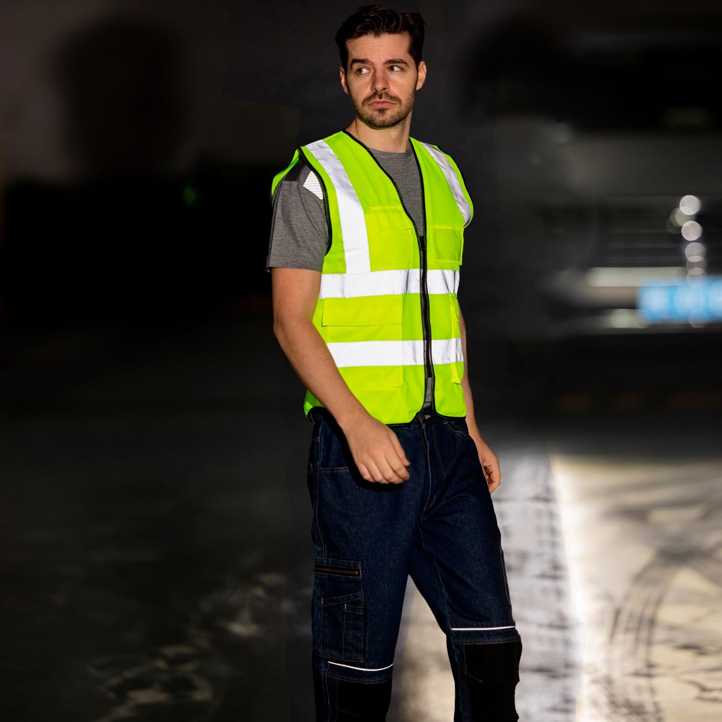 WORK IDEA Reflective Vest Car Reflective Vest with Multiple Pockets Safety Vest