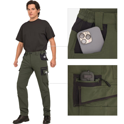 WORK IDEA Outdoorhose für Herren Wanderhose Wasserdicht & Elastisch Softshellhose Atmungsaktiv Weiche für Trekking, Bergsteigen und Freizeit