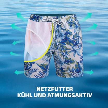 WORK IDEA Men's Quick-Drying Swimming Trunks with Print 100% Polyester - Summer Beach Board Shorts