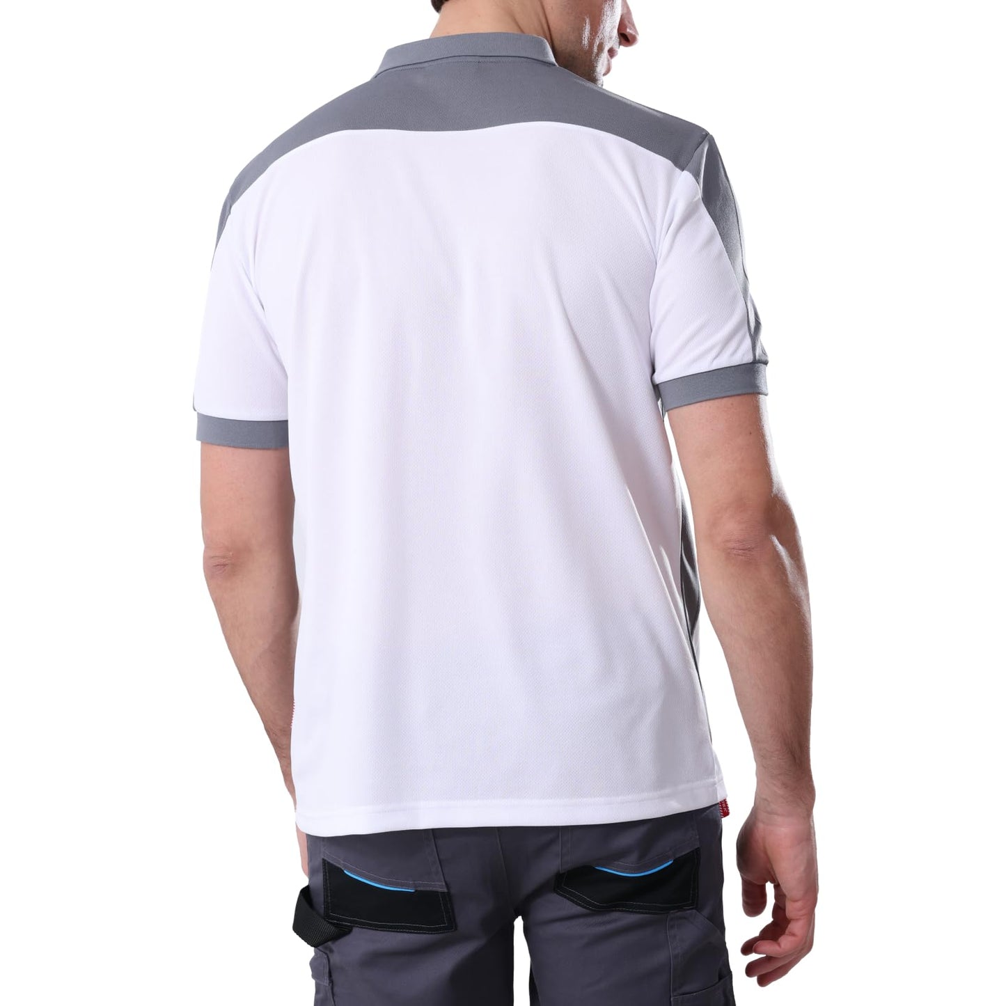 Work Idea Men's Short-Sleeved Polo Shirt with Contrast Colours, Functional Work Shirt for Work, Workshop and Leisure
