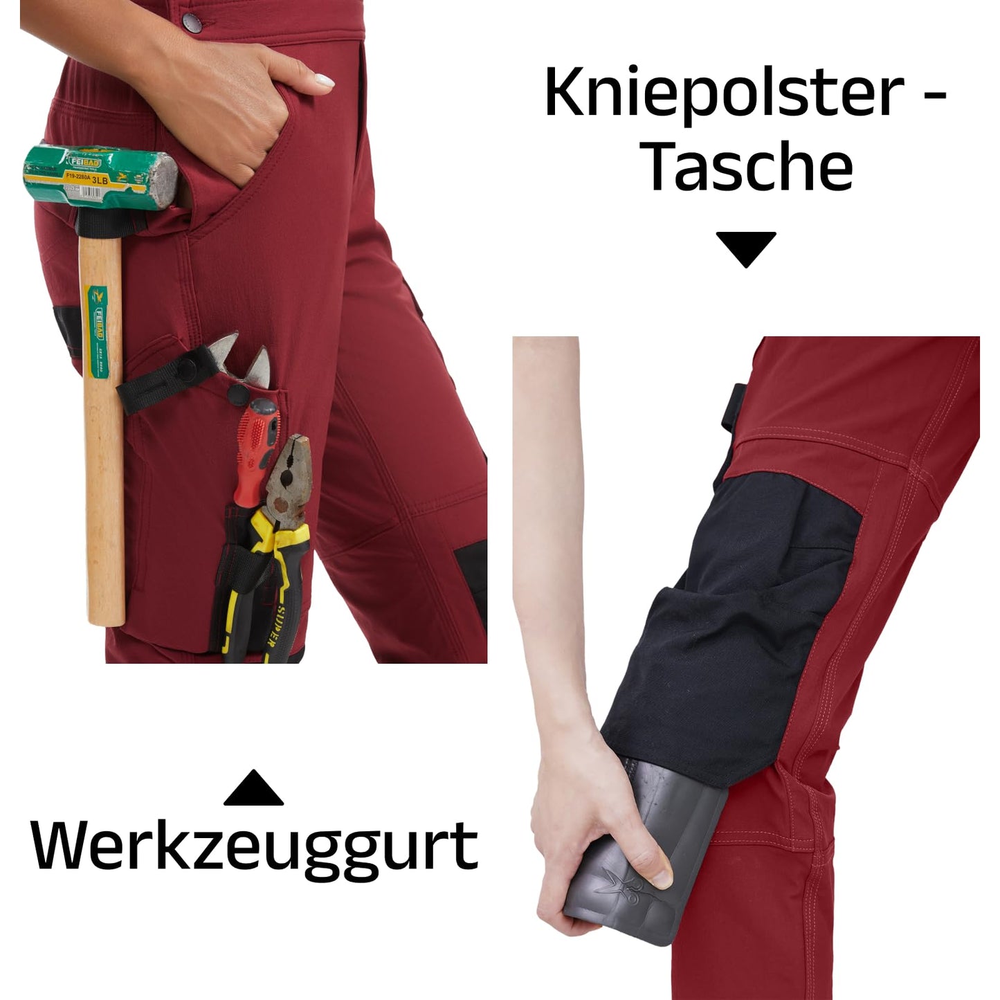 WORK IDEA Damen-Arbeitslatzhose mit guter Dehnbarkeit, vielen Taschen und teilweiser Verwendung von Cordura-Gewebe für erhöhte Abriebfestigkeit, geeignet für Verschiedene Arbeitsumgebungen