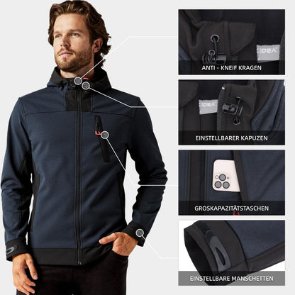 WORK IDEA Men's Fleece Jacket, Warm Soft Outdoor Jacket with Zip, Breathable, Lightweight, Cold Insulating