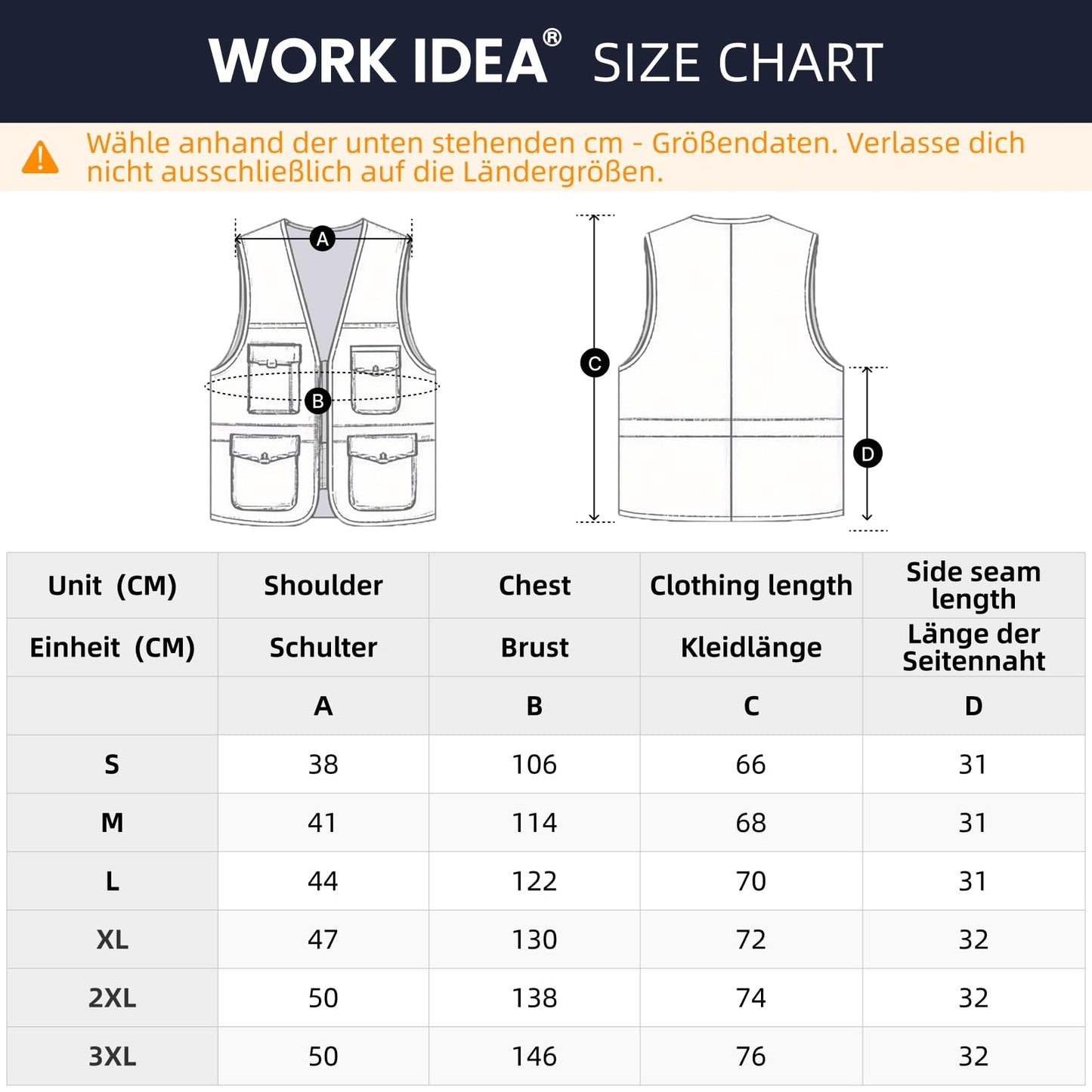 WORK IDEA Reflective Vest Car Reflective Vest with Multiple Pockets Safety Vest