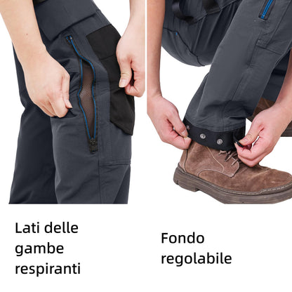 WORK IDEA Mens Work Dungarees with Good Stretch, Many Pockets and Partial Use of Cordura Fabric for Increased Abrasion Resistance, Suitable for Various Work Environments